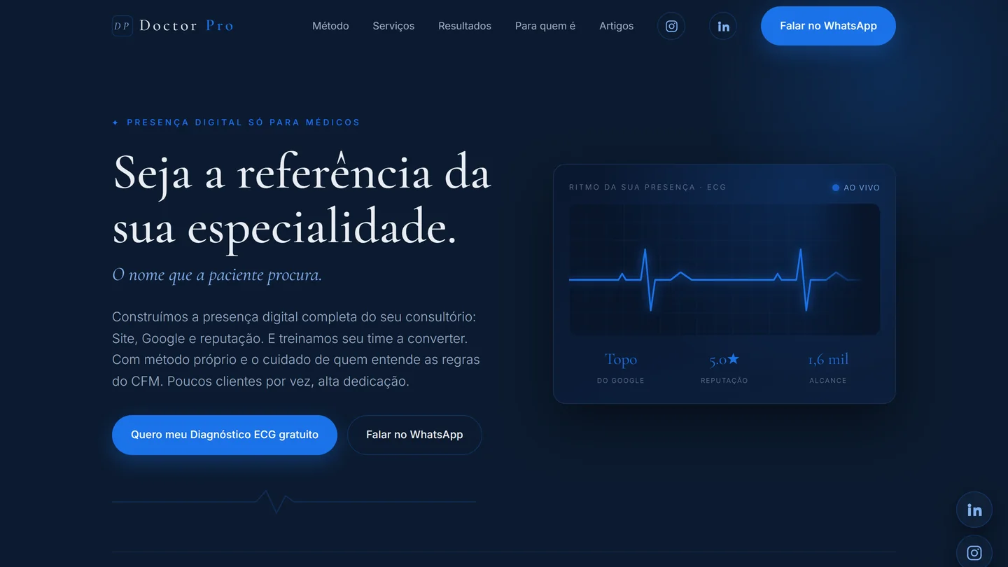 Página inicial do site da Doctor Pro