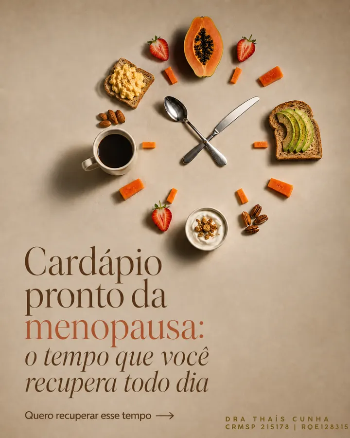 Arte de Instagram da Dra. Thaís Cunha com cardápio